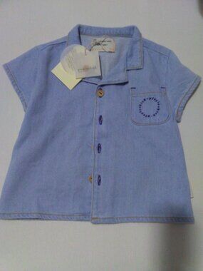 Piupiuchick  Light Blue Soft Denim Hawaiian Shirt